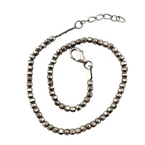 STERLING SILVER 925 TINY OCTAGONAL FACETED BEADS BRACELET 7.5" w/ 1" EXTENDER